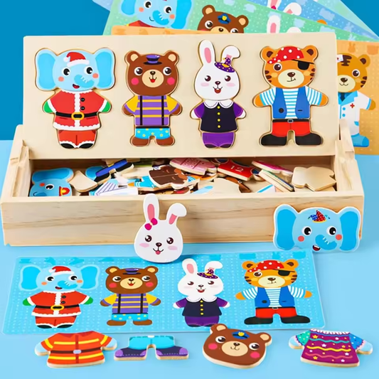 Montessori Wooden Animal Jigsaw Puzzle Toys for Kids - Educational Toy for Baby & Kids Gifts