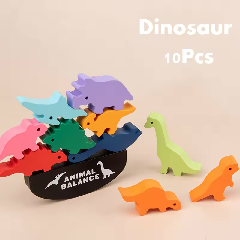 Montessori houten dinosaurus stapelbare balansblokken