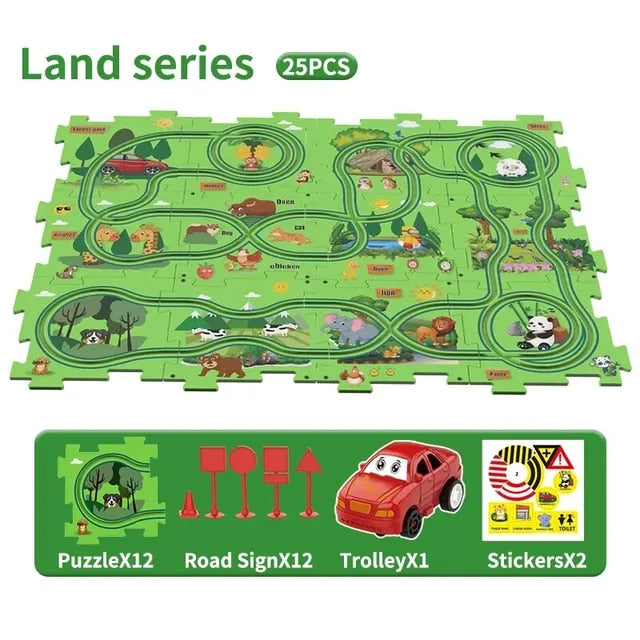 Sensory PuzzleRacer Mini Railroad Cars Educational Toys - Sensory Kids