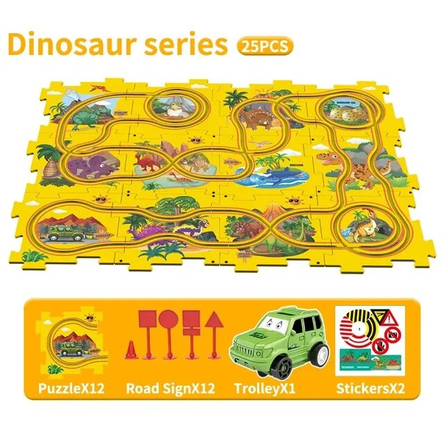 Sensory PuzzleRacer Mini Railroad Cars Educational Toys - Sensory Kids