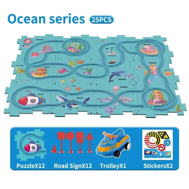 Sensory PuzzleRacer Mini Railroad Cars Educational Toys - Sensory Kids