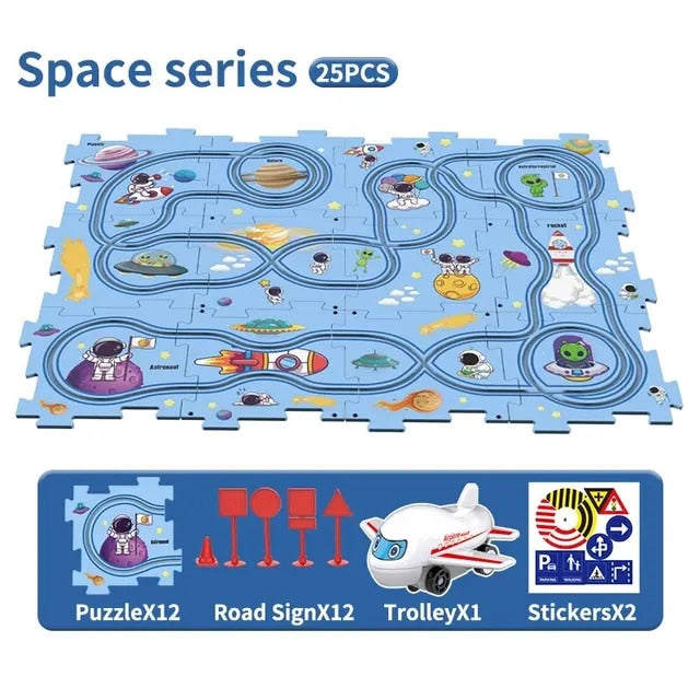 Sensory PuzzleRacer Mini Railroad Cars Educational Toys - Sensory Kids