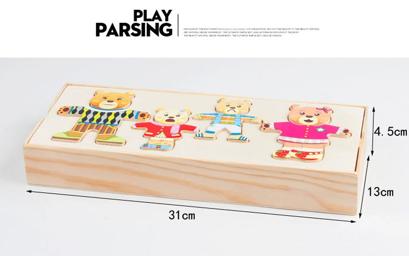 Wooden Animal Jigsaw Puzzle Toys For Children - Sensory Kids