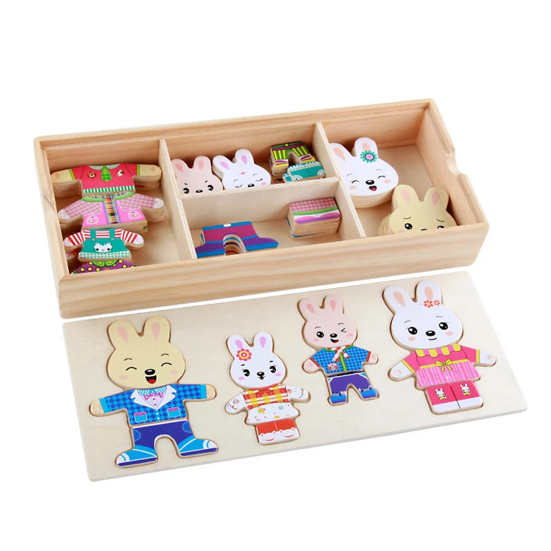 Wooden Animal Jigsaw Puzzle Toys For Children - Sensory Kids