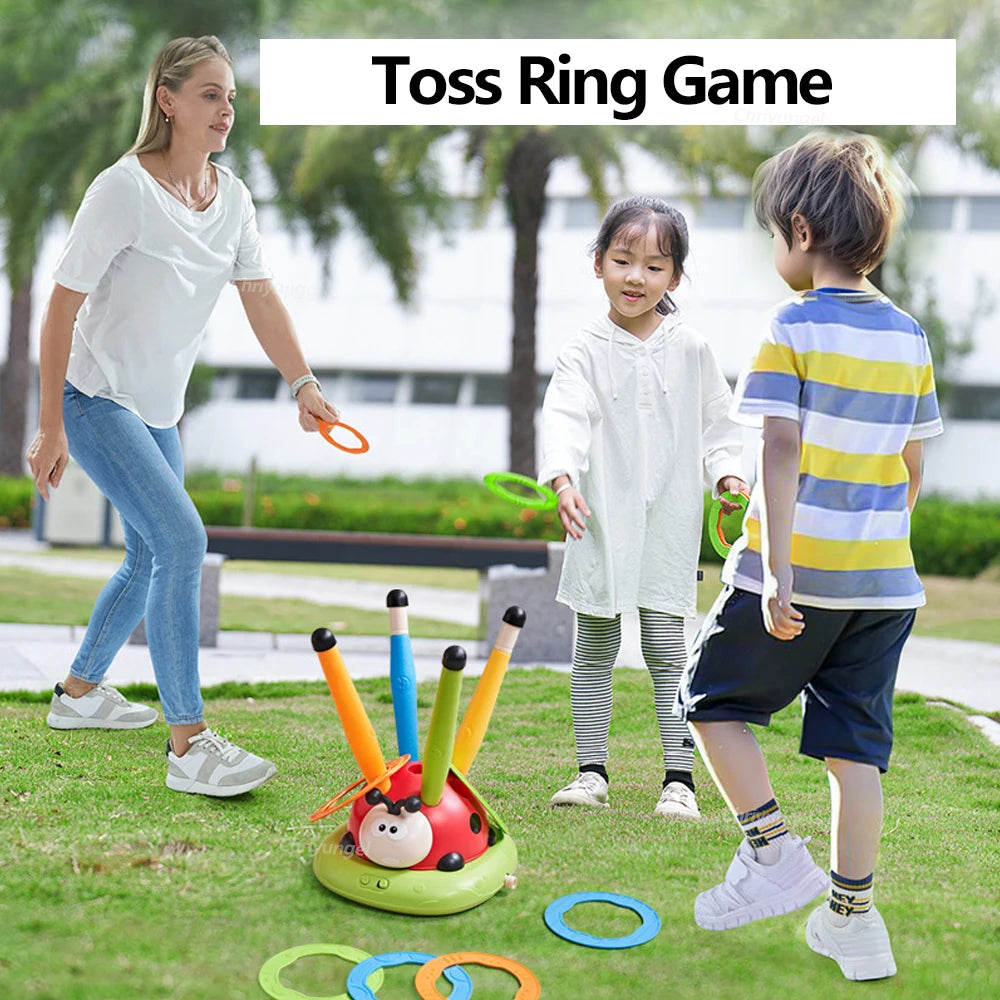 Musical Jump - Toss Ring Game & Rocket Launcher Outdoor Educational for Kids