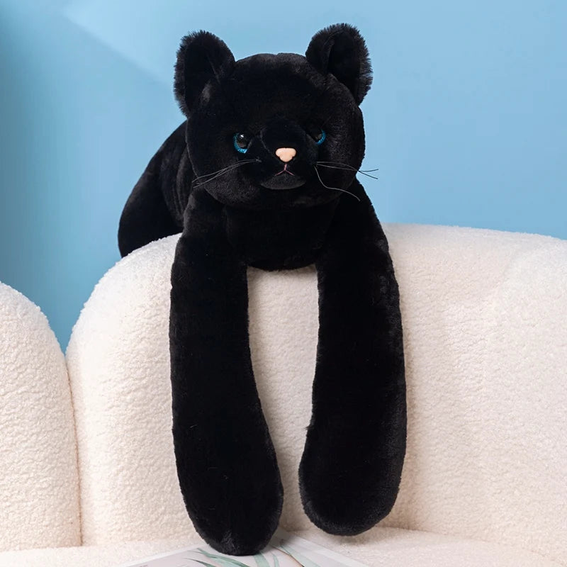 Weighted Long Arm Cat Plush – Soft Striped Pillow & Home Decor Gift