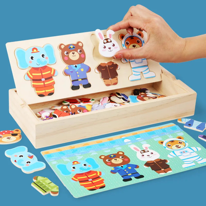 Wooden Animal Jigsaw Puzzle Toys For Children - Sensory Kids