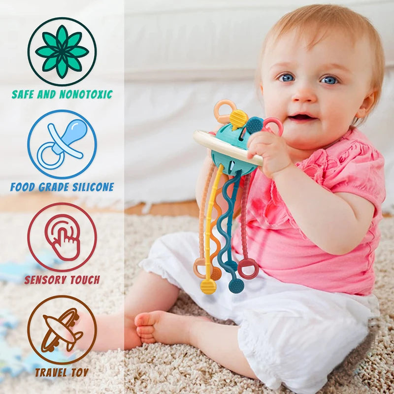 Montessori Pull Sensory UFO Teething Silicone Toy - Sensory Kids