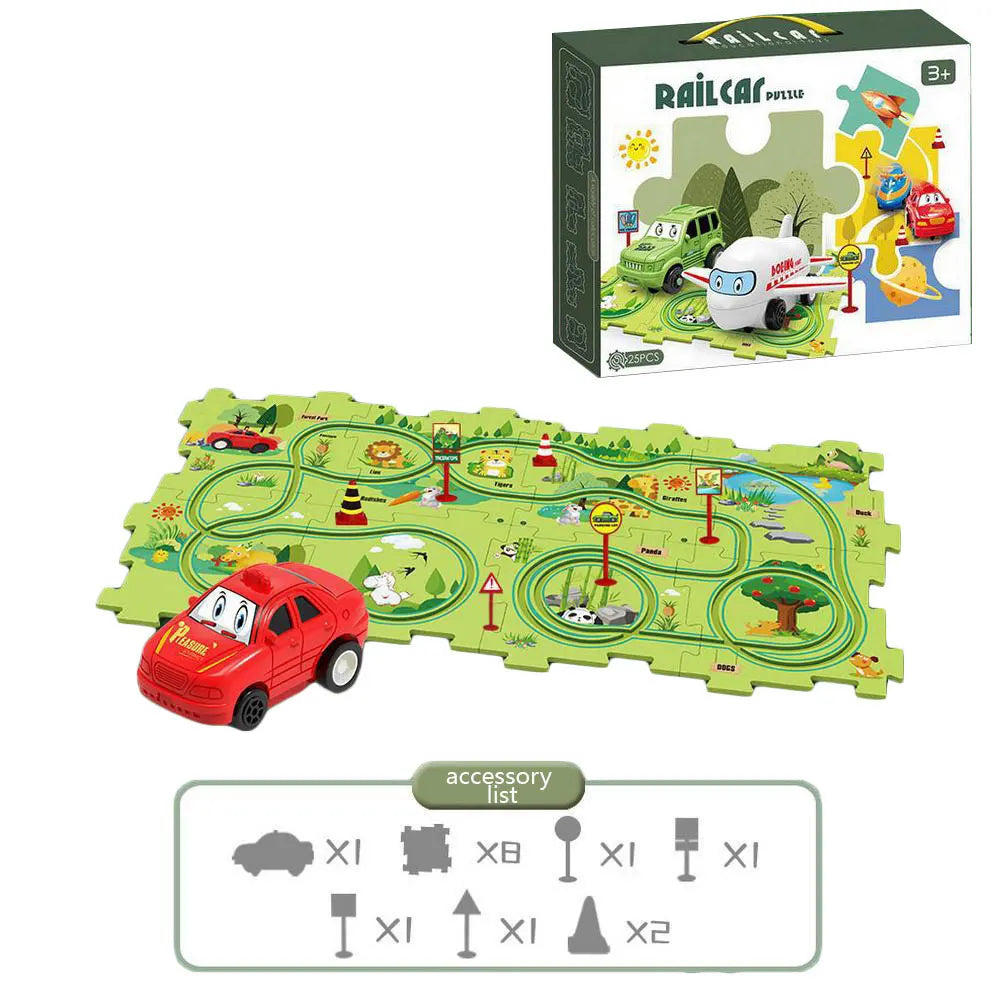 NEW Sensory PuzzleRacer Mini Railroad Car Educational Toys - Sensory Kids