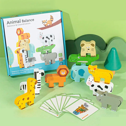 Montessori Wooden Animal Stacking Puzzle Balance Toy – Build Brains While Having Fun
