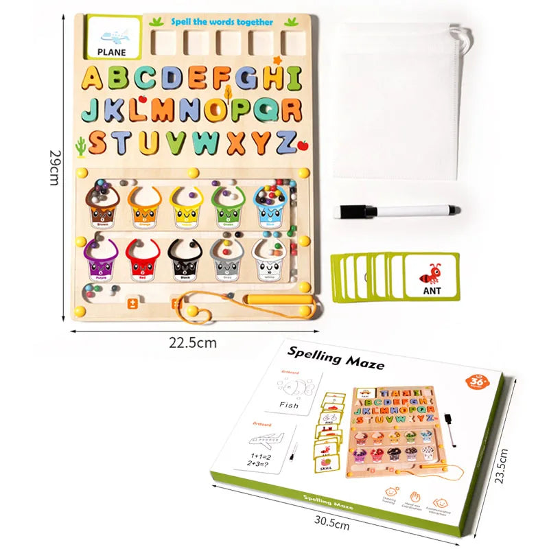 Montessori Wooden Magnetic Travel-Friendly Maze for Kids – Color Matching Board for Fine Motor Skills & Early Learning