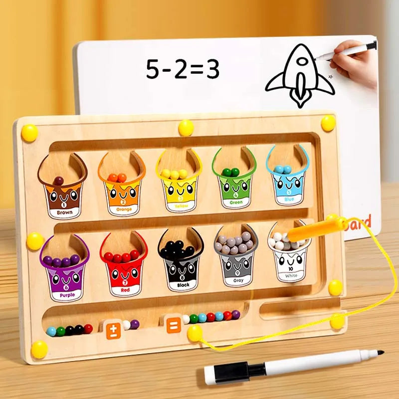 Montessori Wooden Magnetic Travel-Friendly Maze for Kids – Color Matching Board for Fine Motor Skills & Early Learning