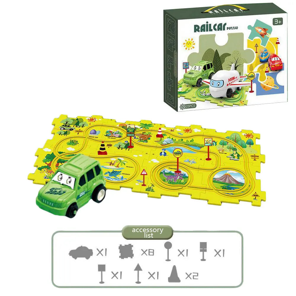 NEW Sensory PuzzleRacer Mini Railroad Car Educational Toys - Sensory Kids