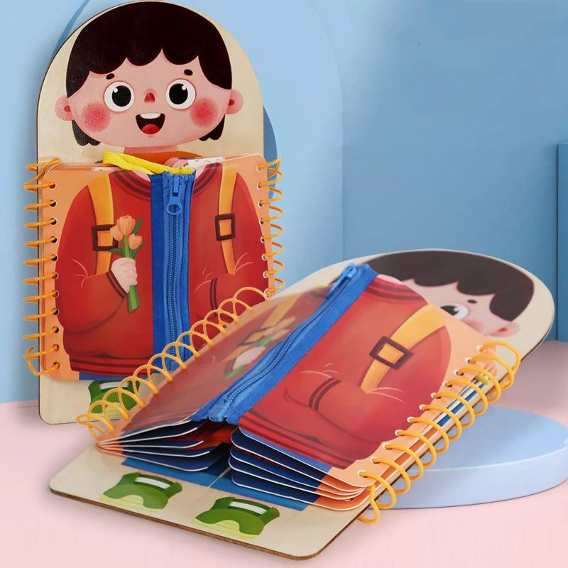 Montessori Wooden Practice Dressing Busy Board Toys For Kids - Sensory Kids