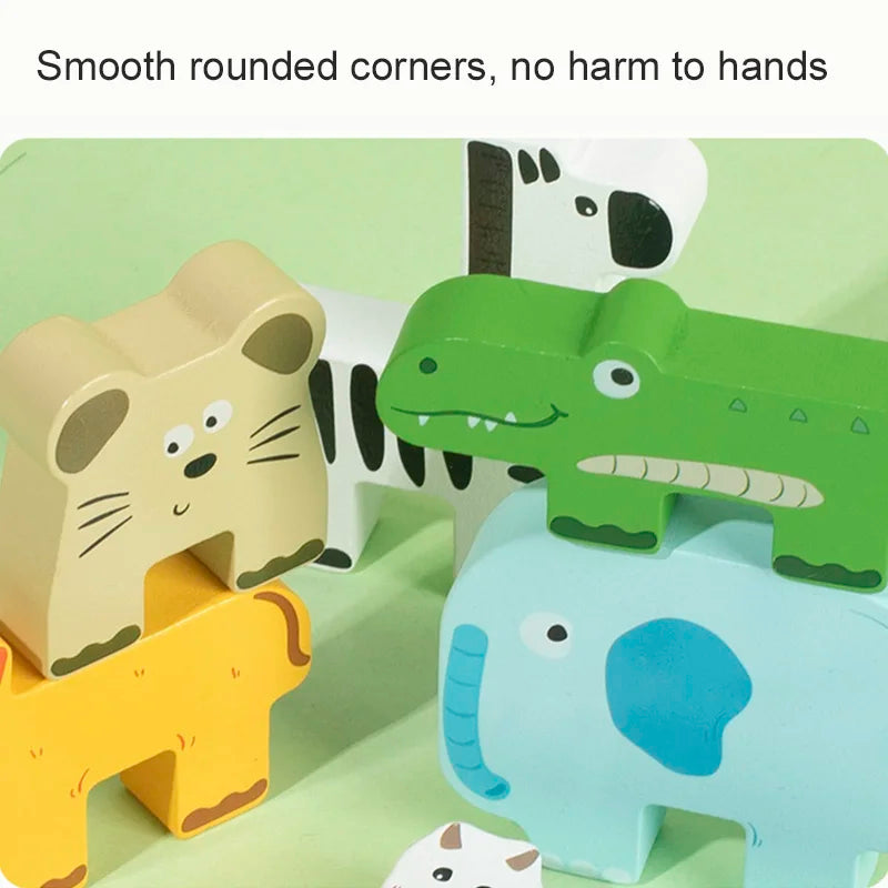 Montessori houten dierenstapelpuzzel met balans – ontwikkel je hersenen terwijl je plezier hebt