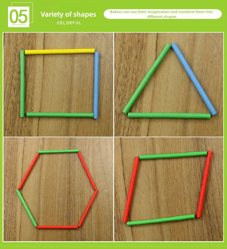 Montessori Education Wooden Counting Sticks Box