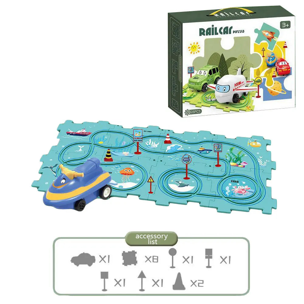 NEW Sensory PuzzleRacer Mini Railroad Car Educational Toys - Sensory Kids