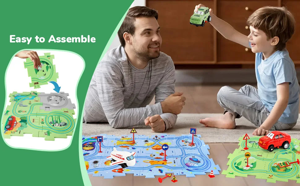 Montessori Puzzel Autobaan Hersenontwikkelingsspeelgoed voor Kinderen - Autobaan, Hersenspel & Vloerpuzzel