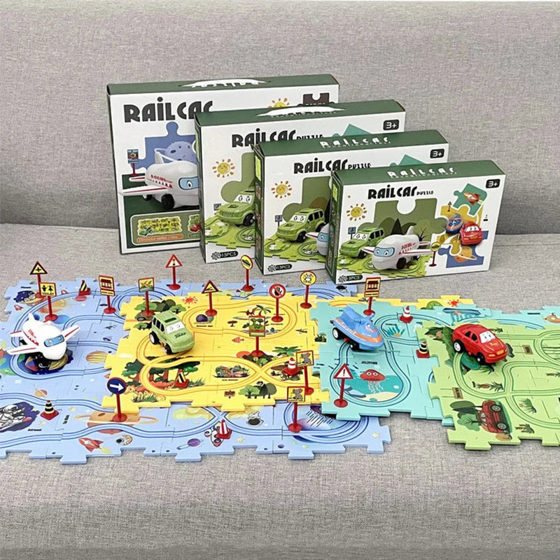 NEW Sensory PuzzleRacer Mini Railroad Car Educational Toys - Sensory Kids