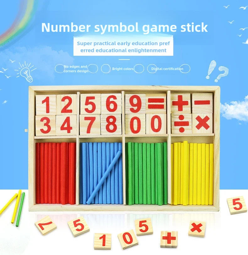Montessori Education Wooden Counting Sticks Box