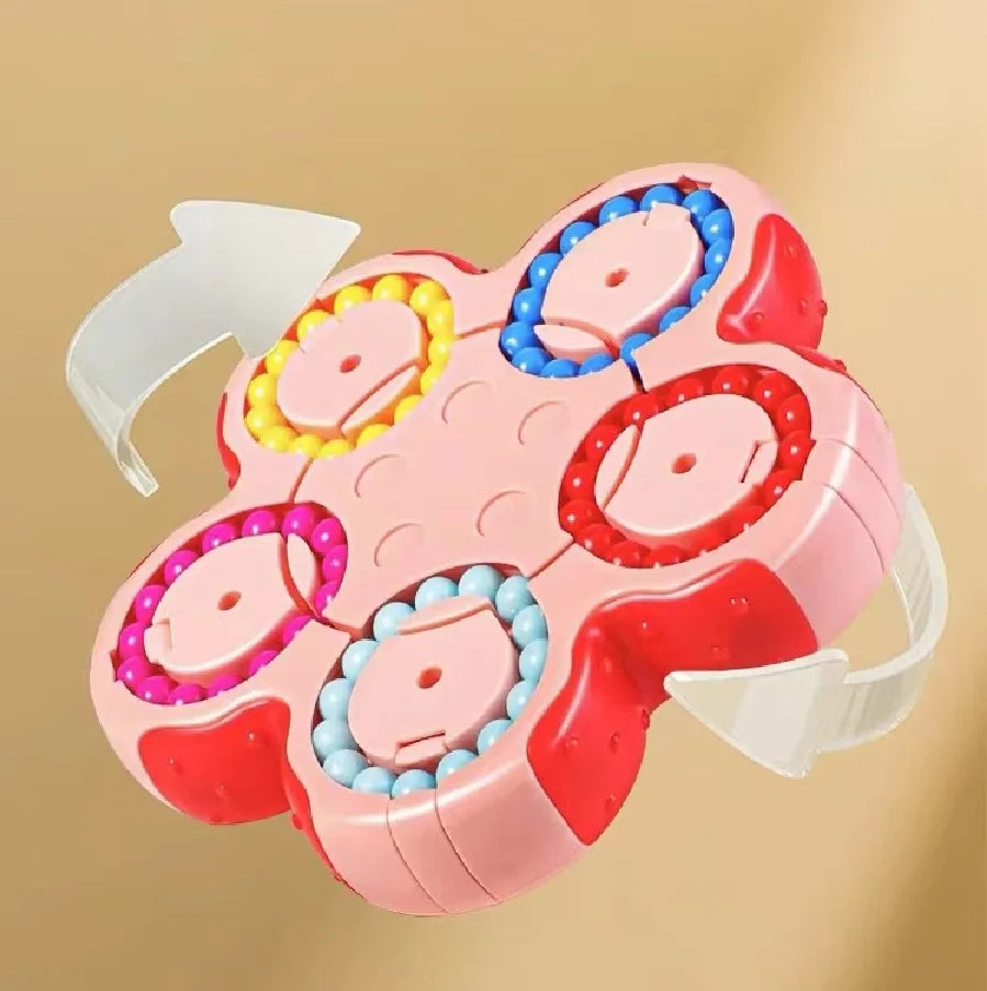 Magic cube children puzzle double-sided ball six-sided rotation mutual magic bean decompression intelligence finger top flip - Sensory Kids