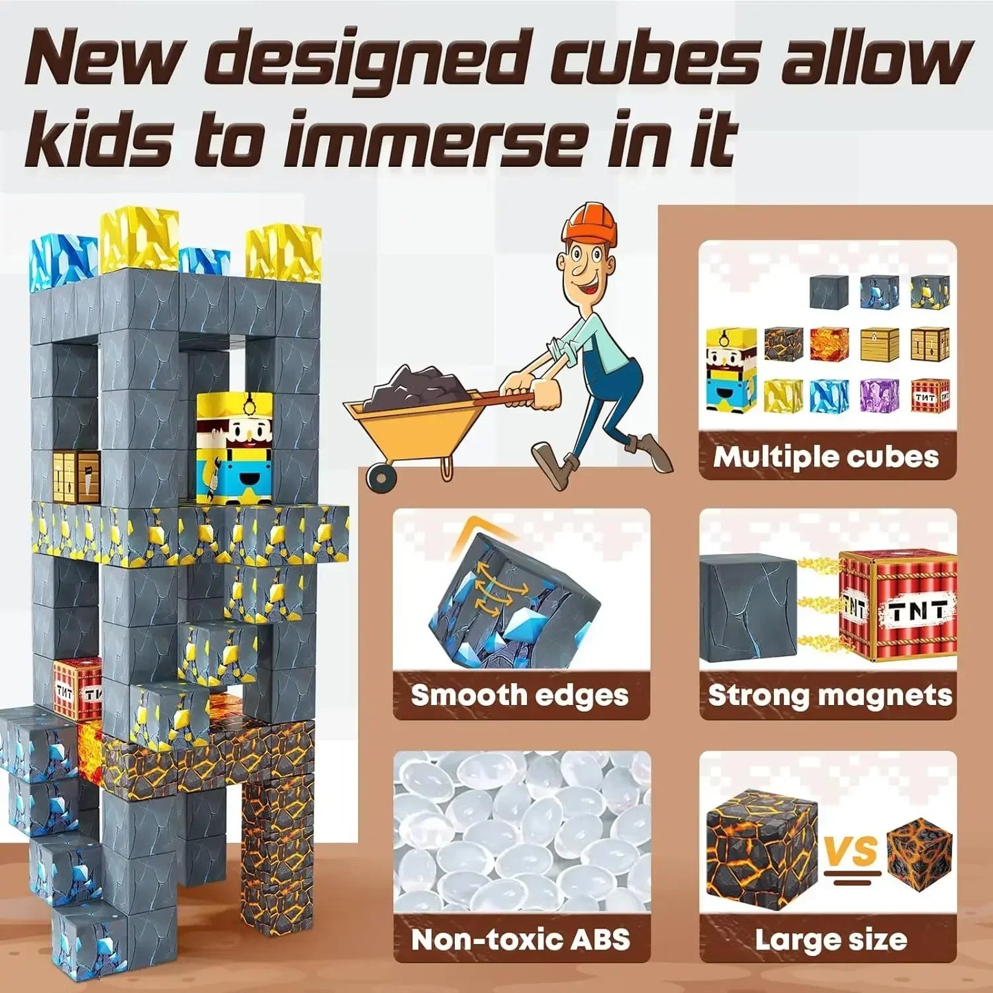 Magnetic Cube Building Blocks – Creative DIY Construction Toys with Storage Gift Box for Kids Learning & Imaginative Play