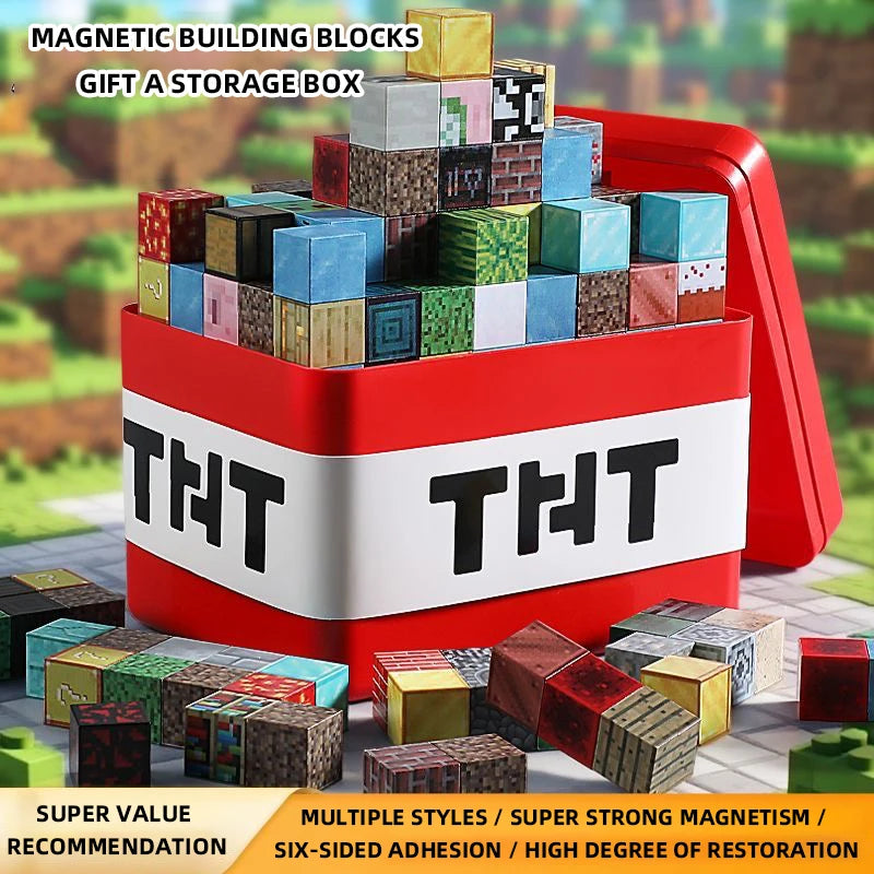 Magnetic Cube Building Blocks – Creative DIY Construction Toys with Storage Gift Box for Kids Learning & Imaginative Play
