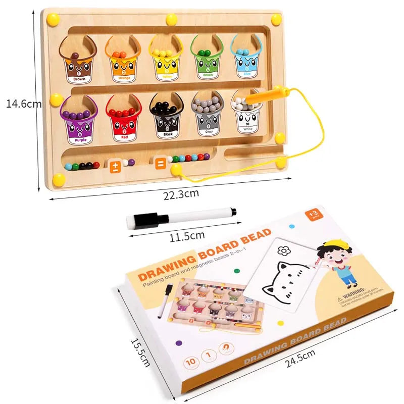 Montessori Wooden Magnetic Travel-Friendly Maze for Kids – Color Matching Board for Fine Motor Skills & Early Learning