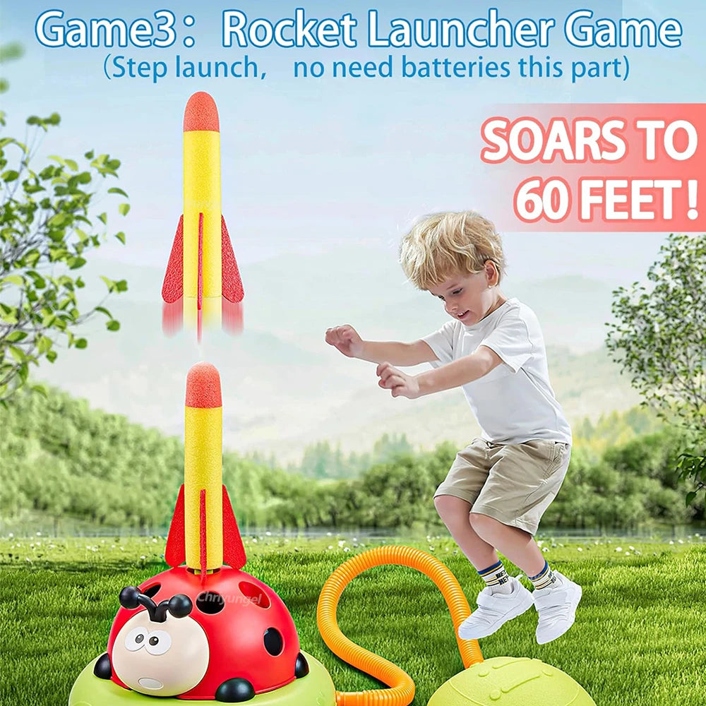 Musical Jump - Toss Ring Game & Rocket Launcher Outdoor Educational for Kids