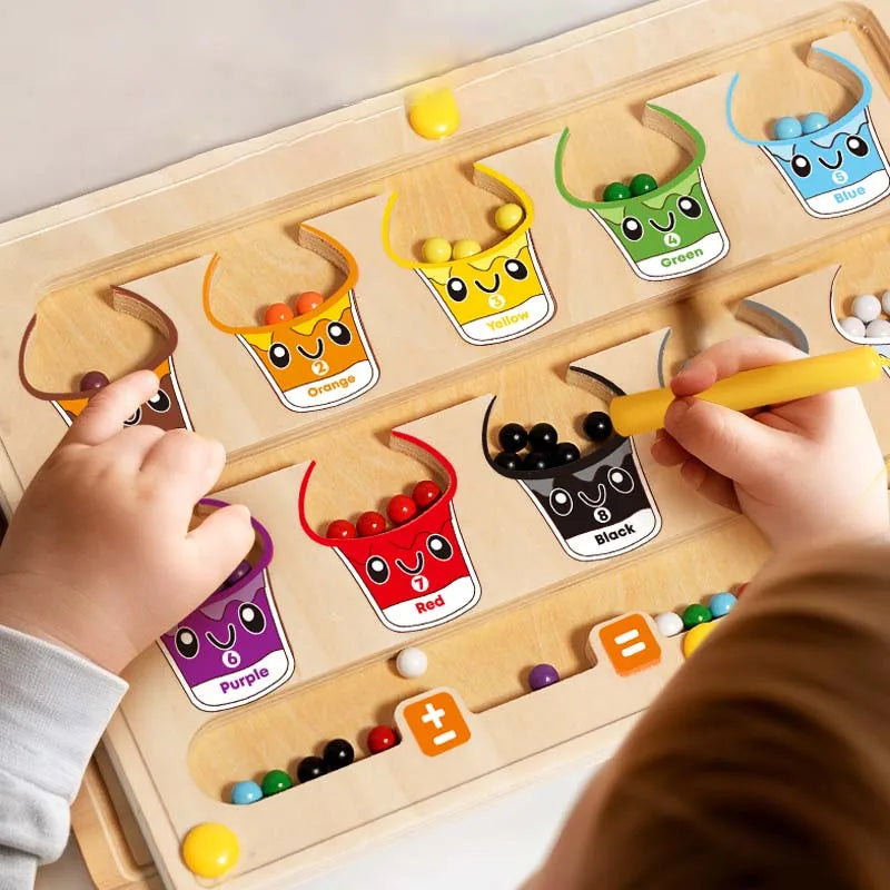 Montessori Wooden Magnetic Travel-Friendly Maze for Kids – Color Matching Board for Fine Motor Skills & Early Learning