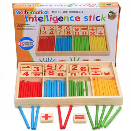 Montessori Education Wooden Counting Sticks Box