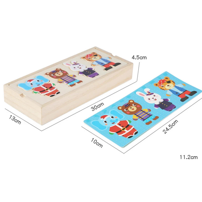 Wooden Animal Jigsaw Puzzle Toys For Children - Sensory Kids