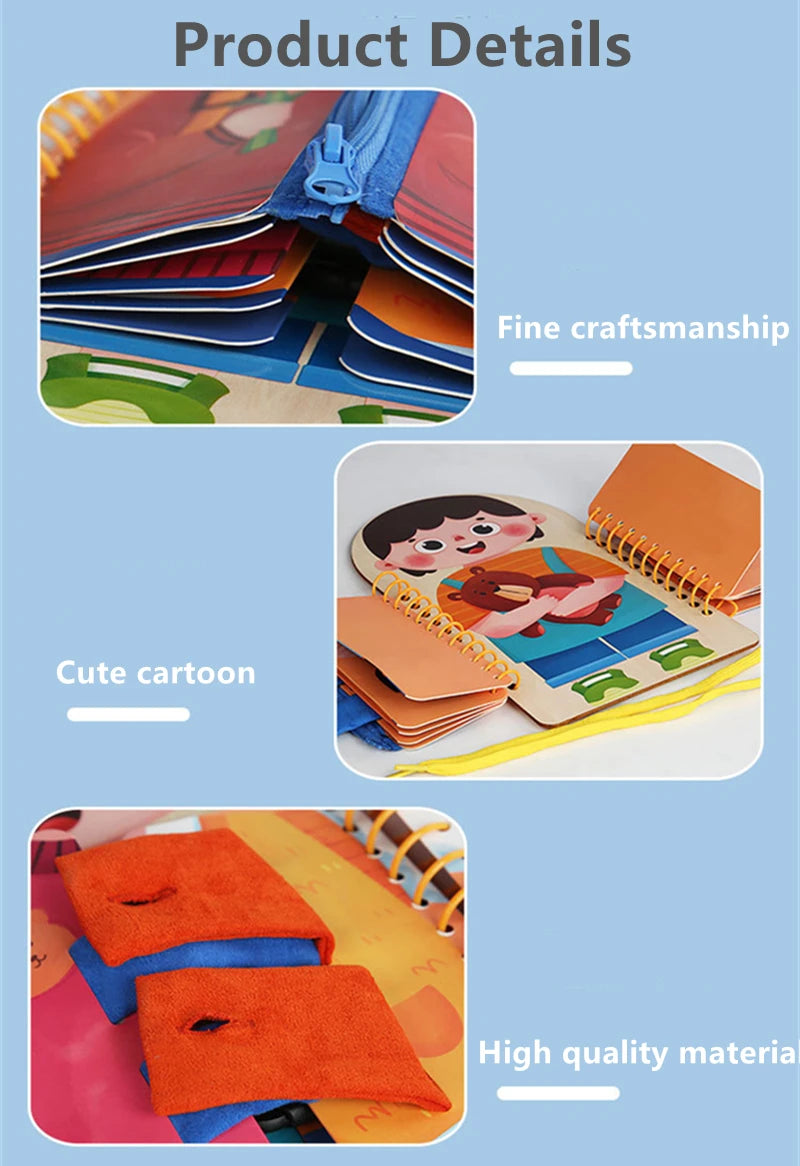 Montessori Wooden Practice Dressing Busy Board Toys For Kids - Sensory Kids