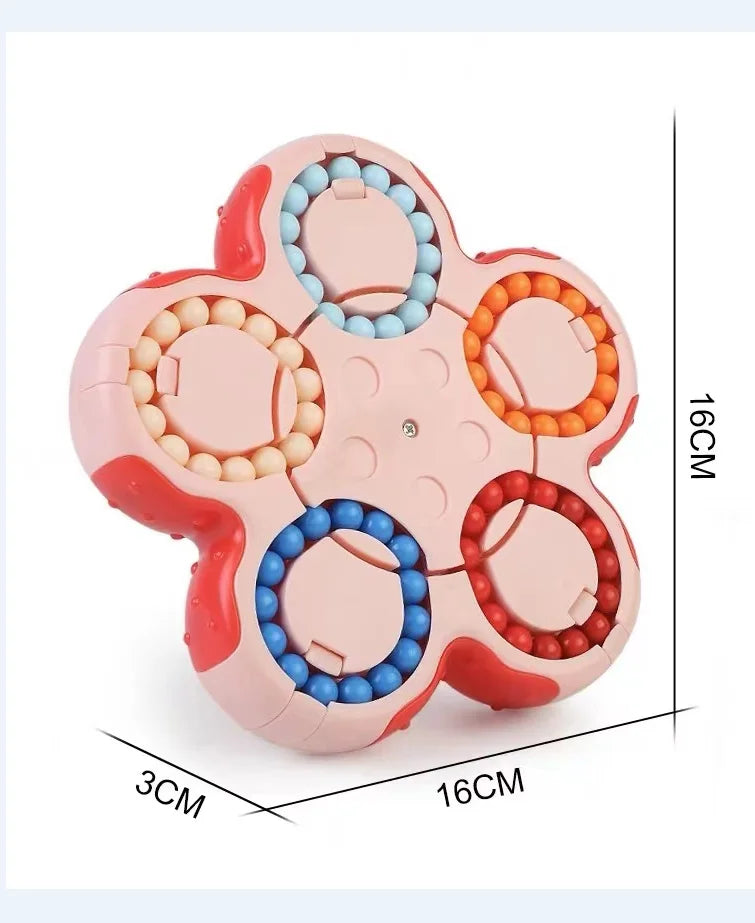 Magic cube children puzzle double-sided ball six-sided rotation mutual magic bean decompression intelligence finger top flip - Sensory Kids