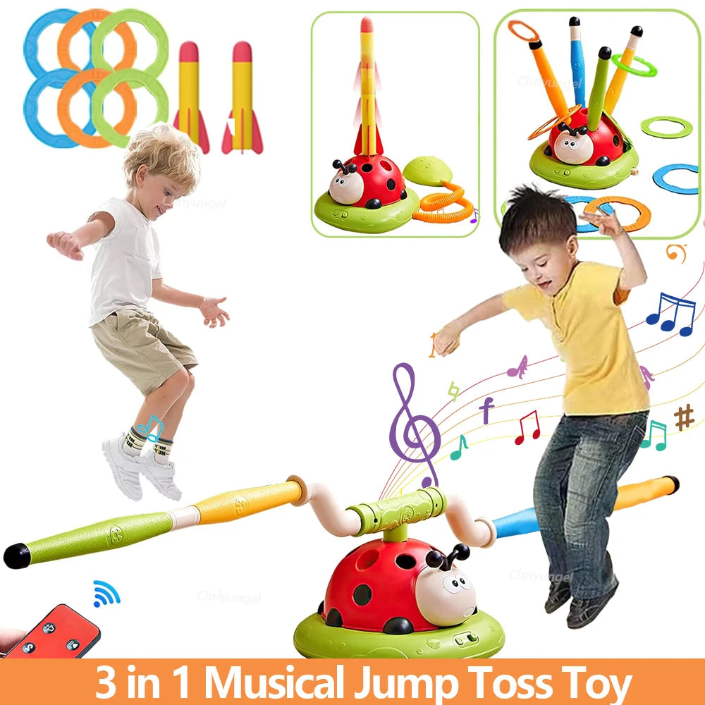 Musical Jump - Toss Ring Game & Rocket Launcher Outdoor Educational for Kids