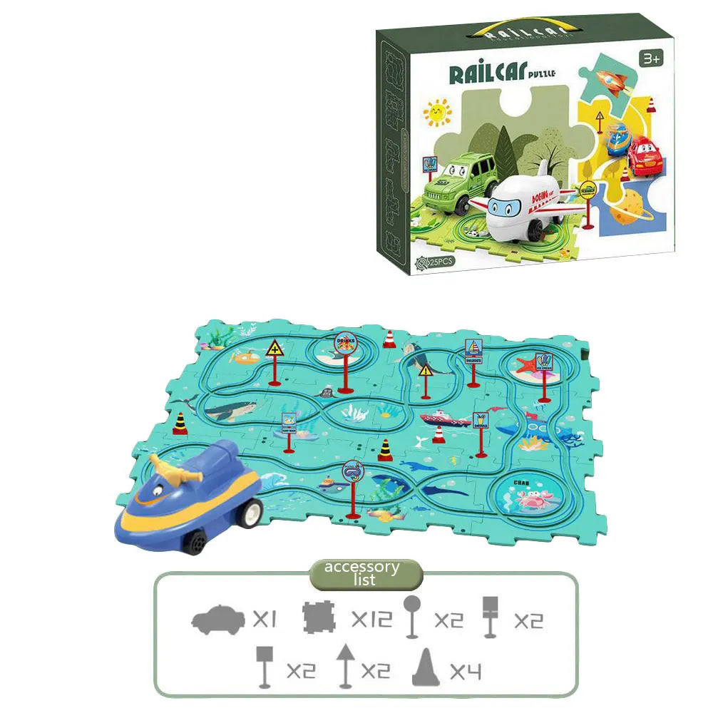 NEW Sensory PuzzleRacer Mini Railroad Car Educational Toys - Sensory Kids