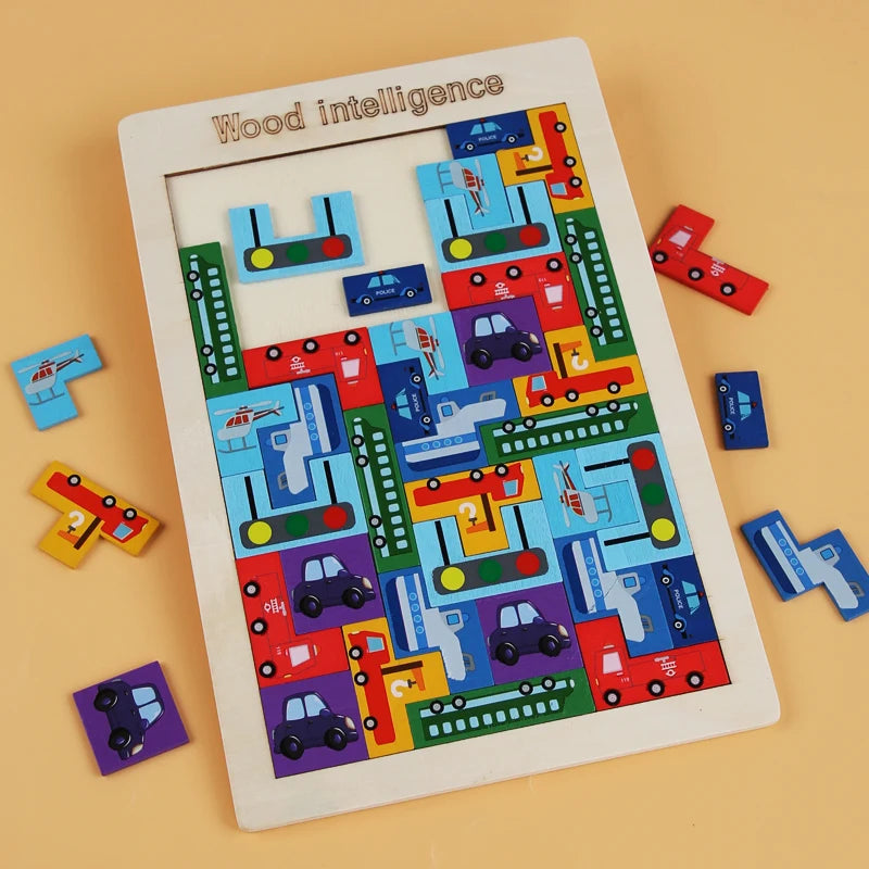 Wooden Tangram Math Game for Problem Solving - Sensory Kids