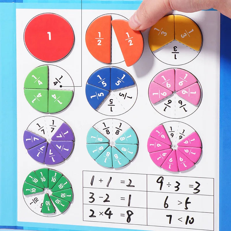Montessori Magnetic Book Fraction Puzzle for Children - Sensory Kids
