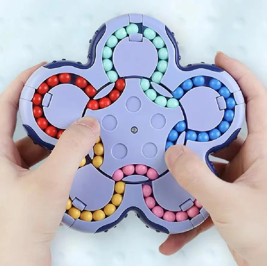 Magic cube children puzzle double-sided ball six-sided rotation mutual magic bean decompression intelligence finger top flip - Sensory Kids