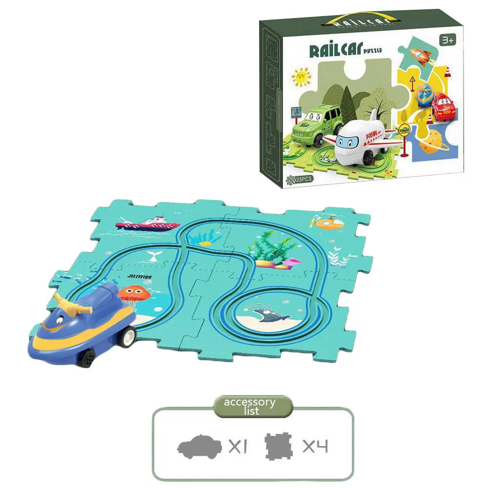 NEW Sensory PuzzleRacer Mini Railroad Car Educational Toys - Sensory Kids