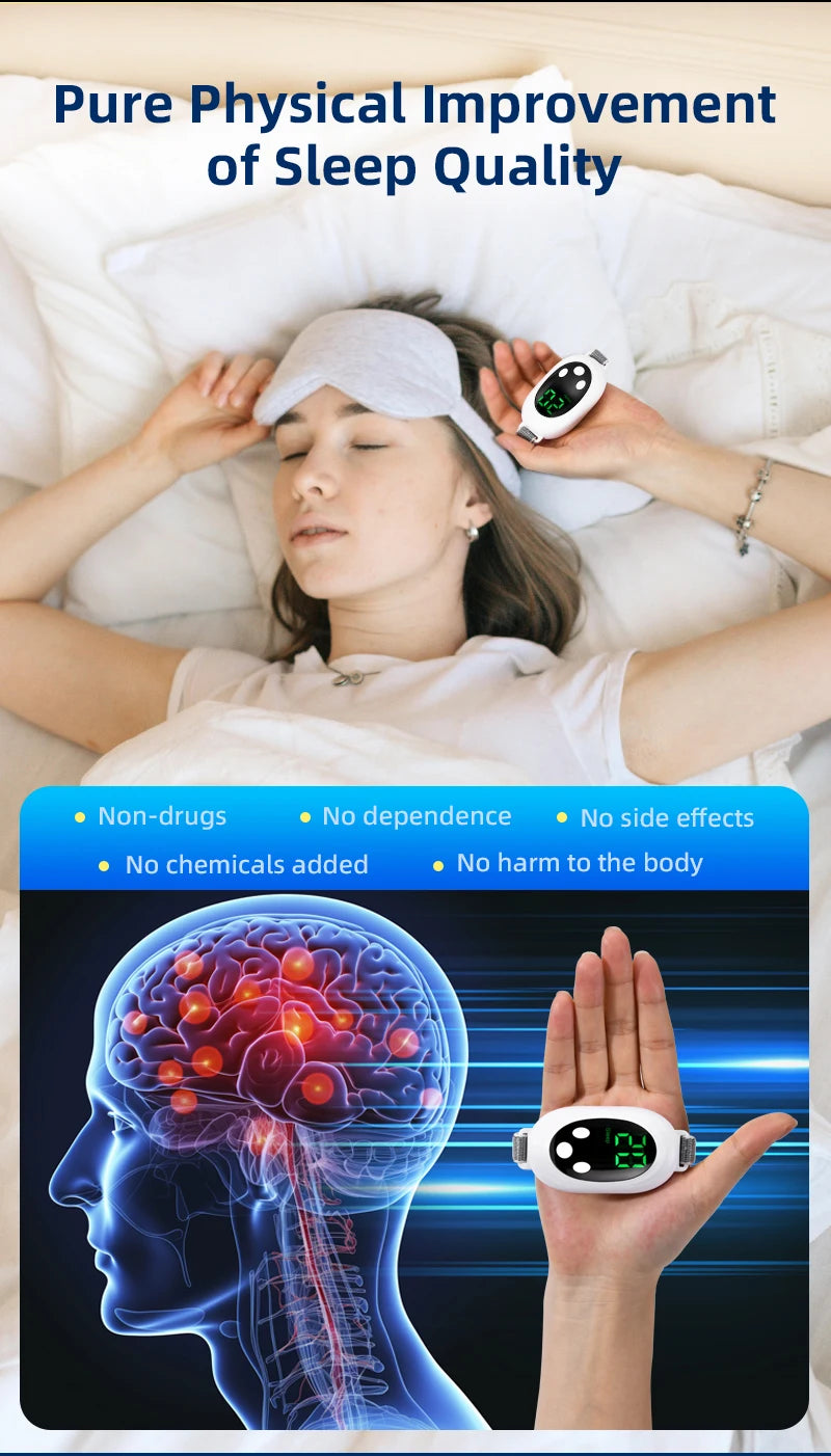Calming Sleep Aid EMS Pulse Massager for Kids and Adults - 20 Intensity Levels for Relaxation Better Rest & Sleep Support