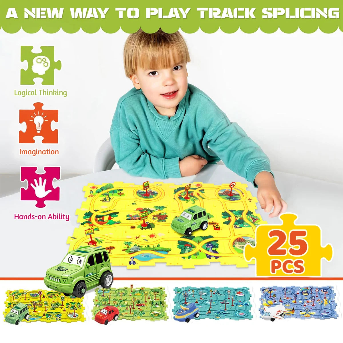 Sensory PuzzleRacer Mini Railroad Cars Educational Toys - Sensory Kids