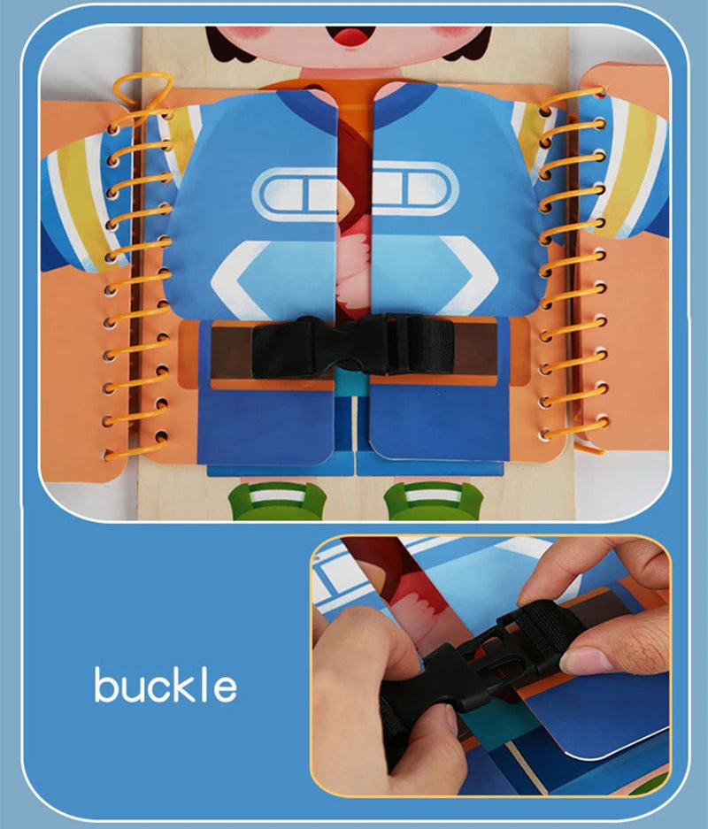 Montessori Wooden Practice Dressing Busy Board Toys For Kids - Sensory Kids