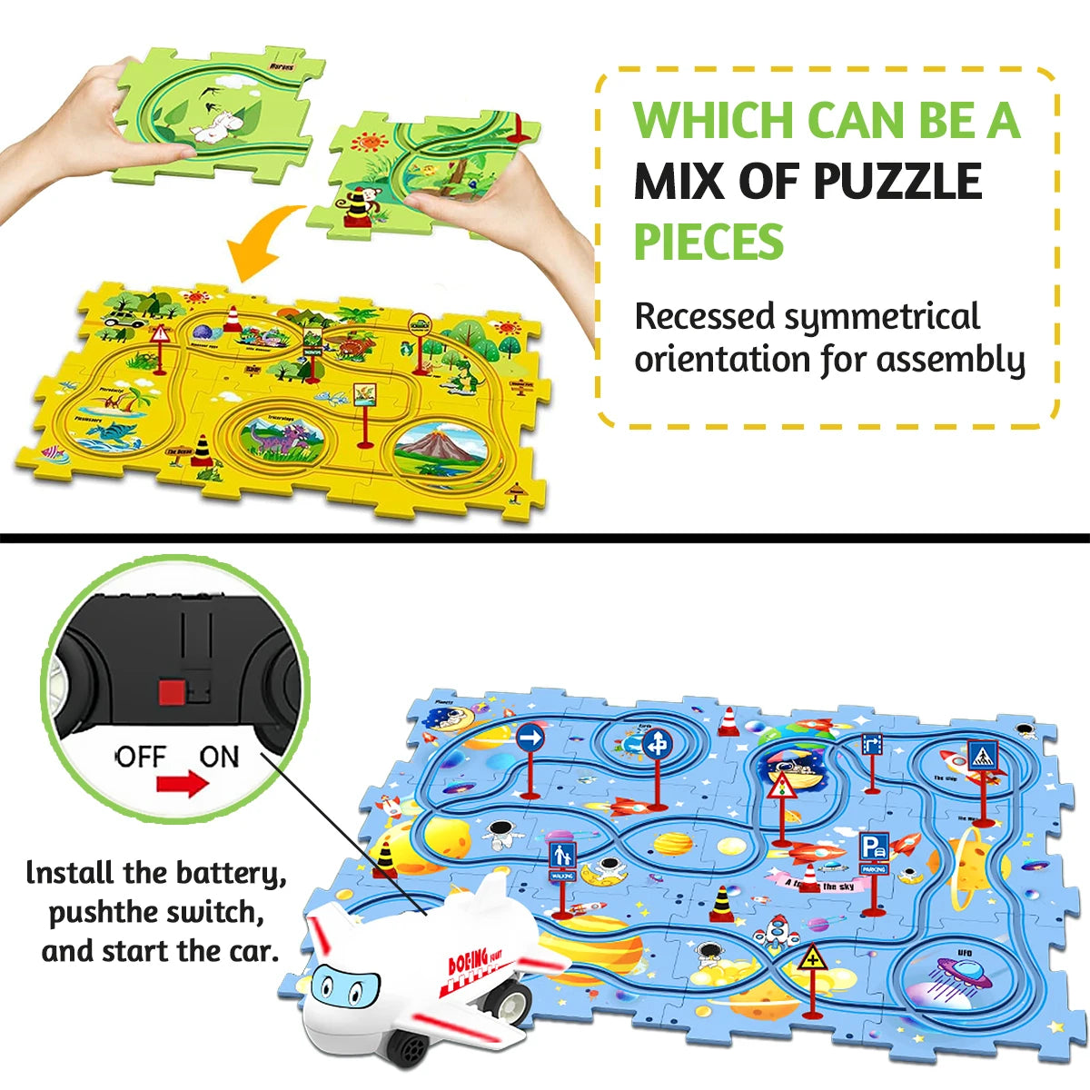 Sensory PuzzleRacer Mini Railroad Cars Educational Toys - Sensory Kids