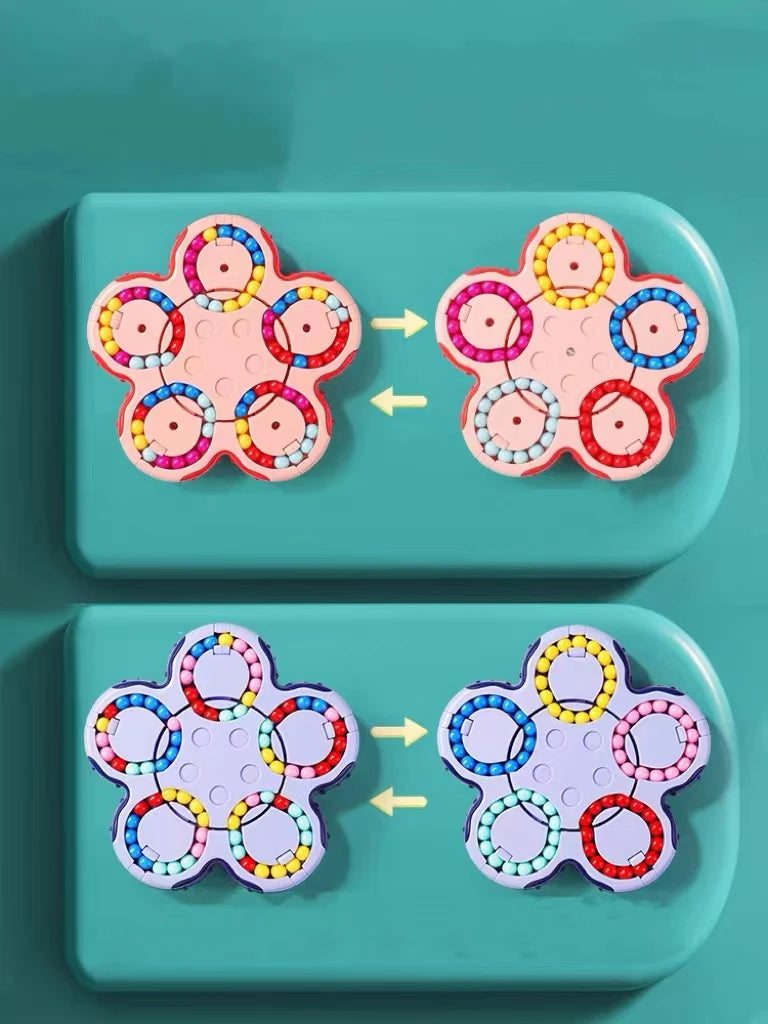 Magic cube children puzzle double-sided ball six-sided rotation mutual magic bean decompression intelligence finger top flip - Sensory Kids