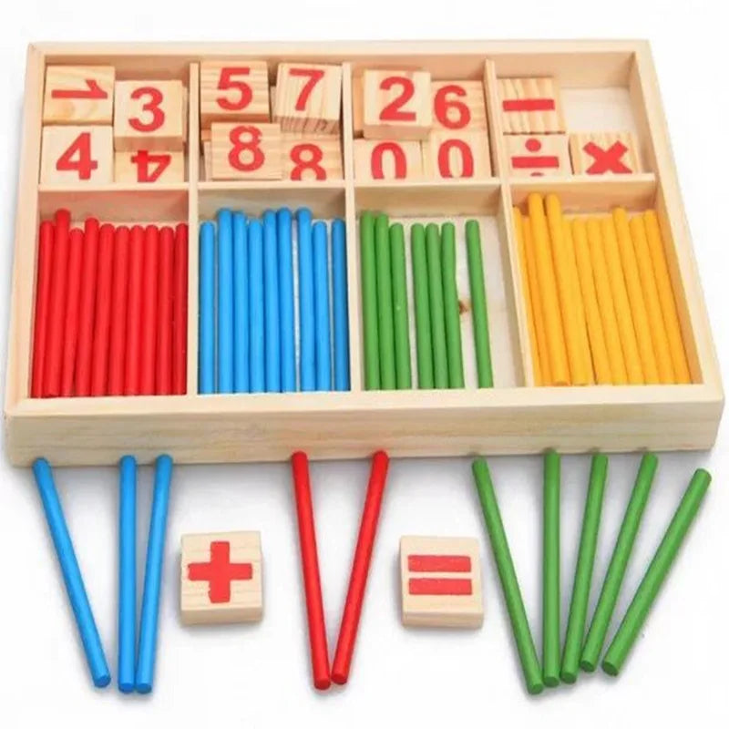 Montessori Education Wooden Counting Sticks Box