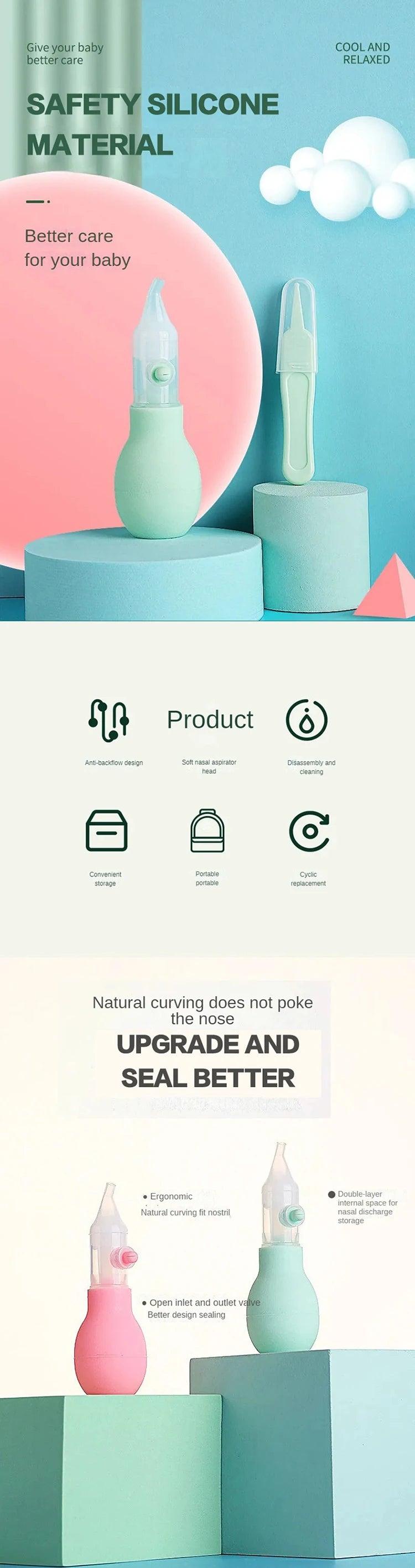 Baby Safety Nasal Aspirator Suction Silicone - Sensory Kids