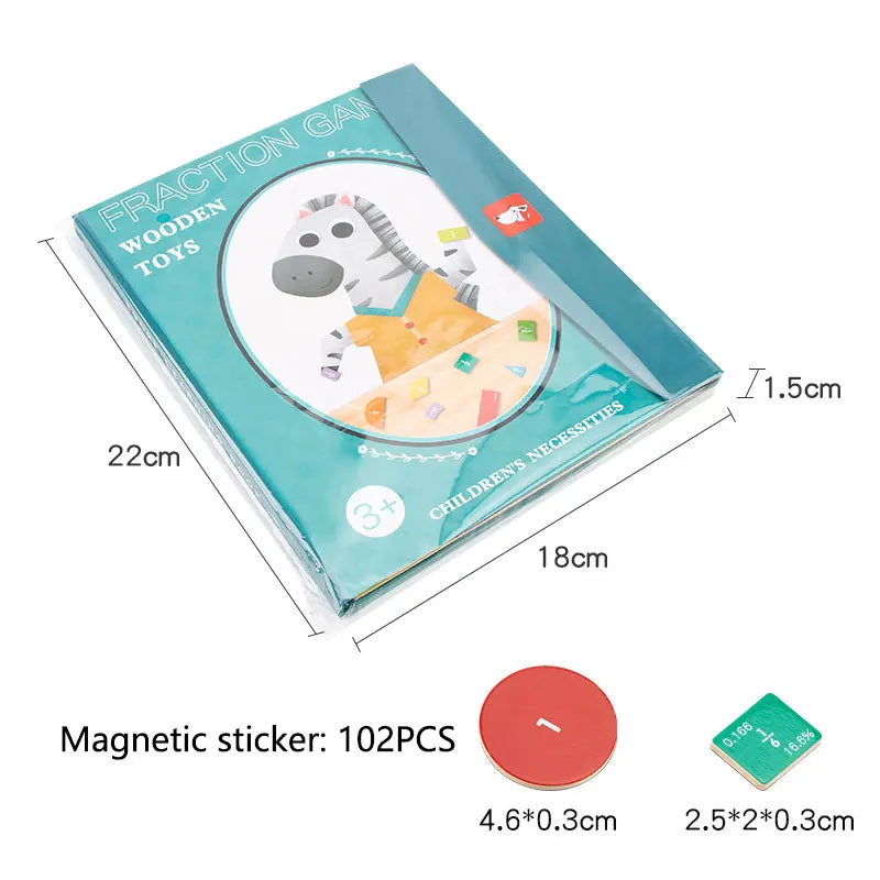 Montessori Magnetic Book Fraction Puzzle for Children - Sensory Kids