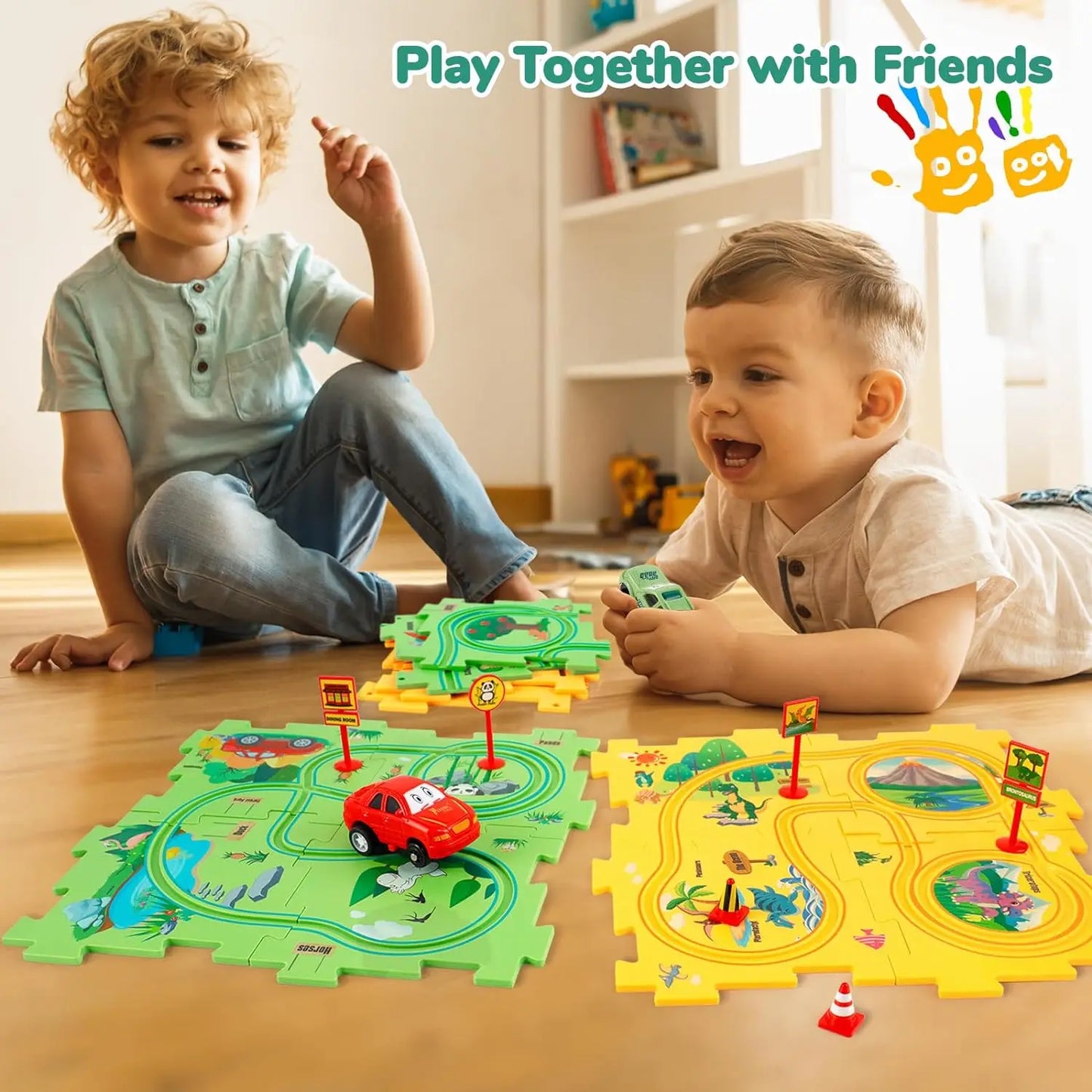 Montessori Puzzel Autobaan Hersenontwikkelingsspeelgoed voor Kinderen - Autobaan, Hersenspel & Vloerpuzzel
