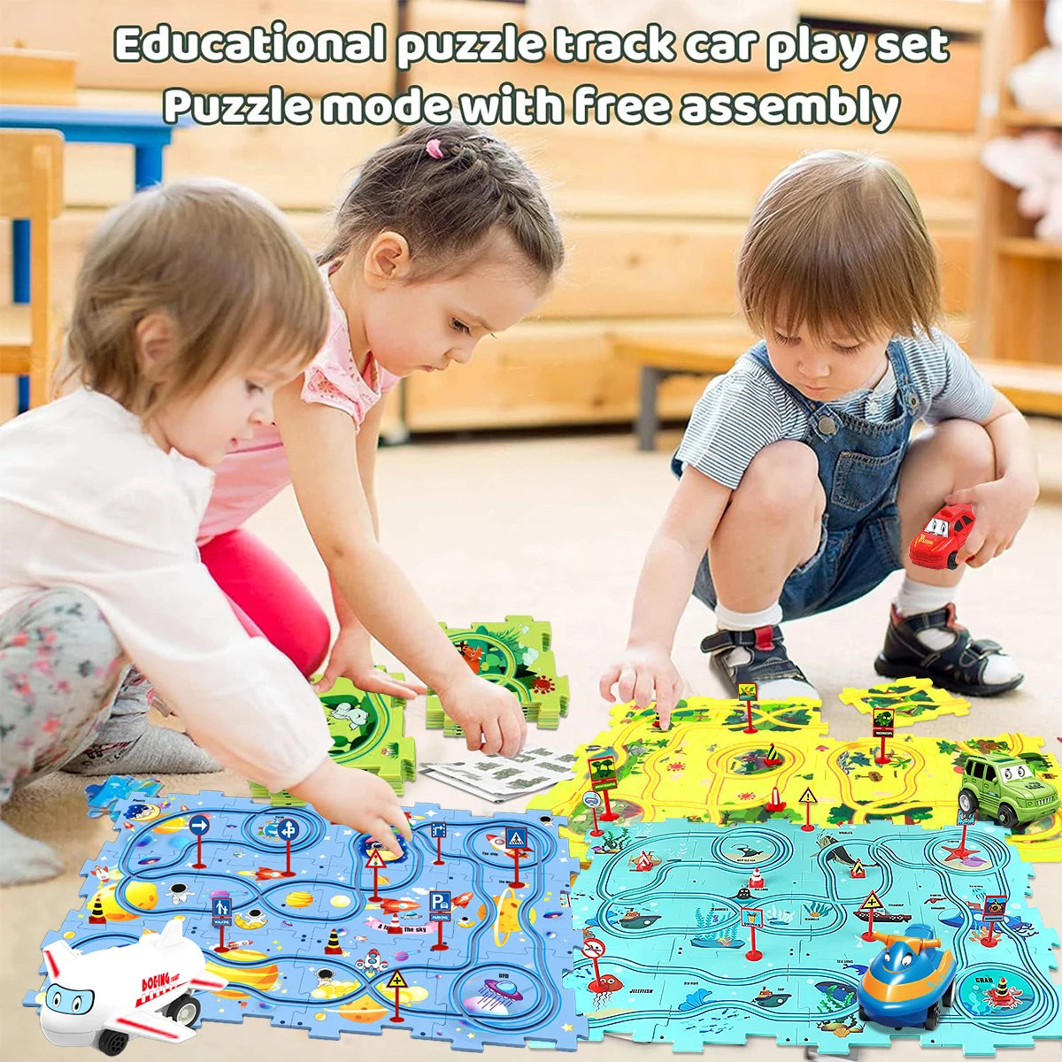 Sensory PuzzleRacer Mini Railroad Cars Educational Toys - Sensory Kids